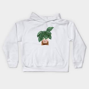 Cute Plant Illustration, Monstera Adansonii 3 Kids Hoodie